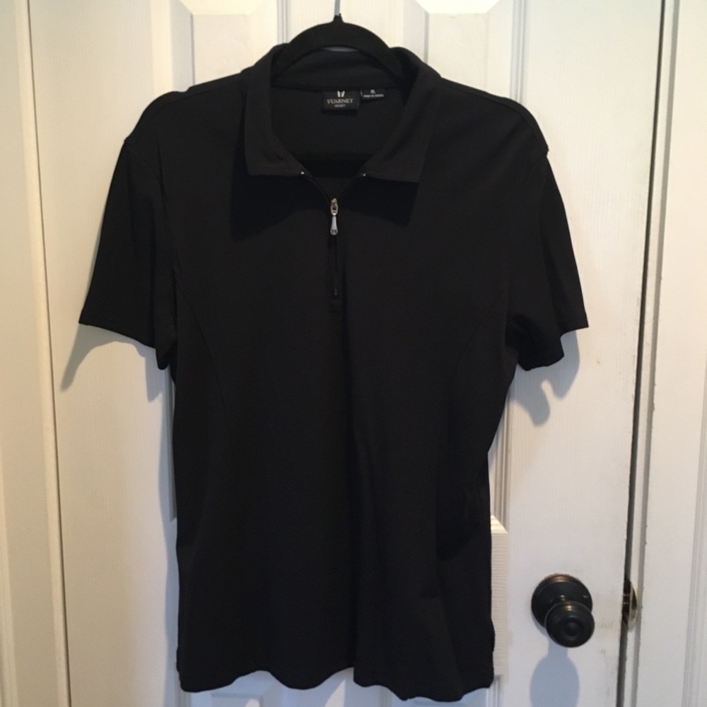 Vintage Vuarnet Zip Neck Fitted Polo Black